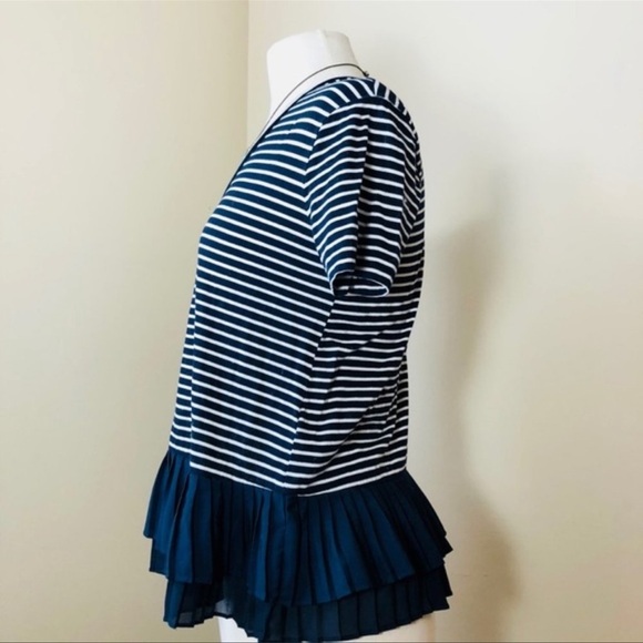 J.Crew Pleated Chiffon-Hem Striped Cute Oversized Shirt - Picture 6 of 11